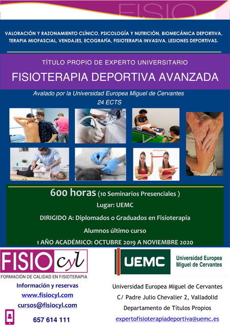 curso fisioterapia deportiva uemc fisioterapeutas fisiocyl experto universitario 
